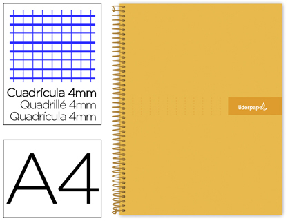Cuaderno espiral Liderpapel Crafty A4 tapa extradura 80h 90g c/4mm. Color naranja